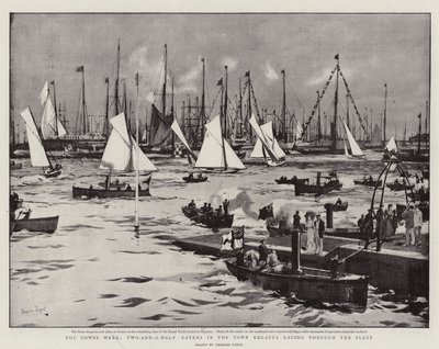 La semaine de Cowes, Deux-et-demi Raters dans la régate de la ville traversant la flotte - Charles Edward Dixon